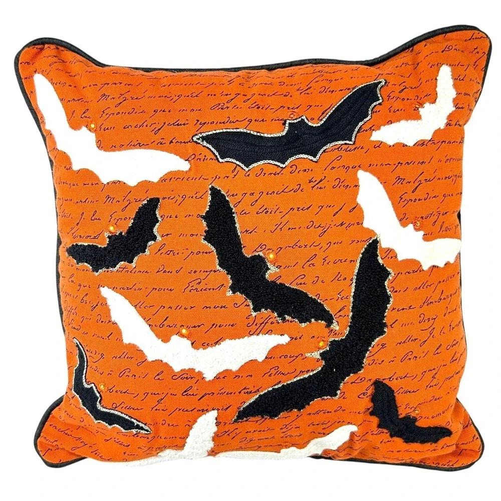 Pier 1 Imports Halloween LED Light-Up BATS‎ Pillow 14